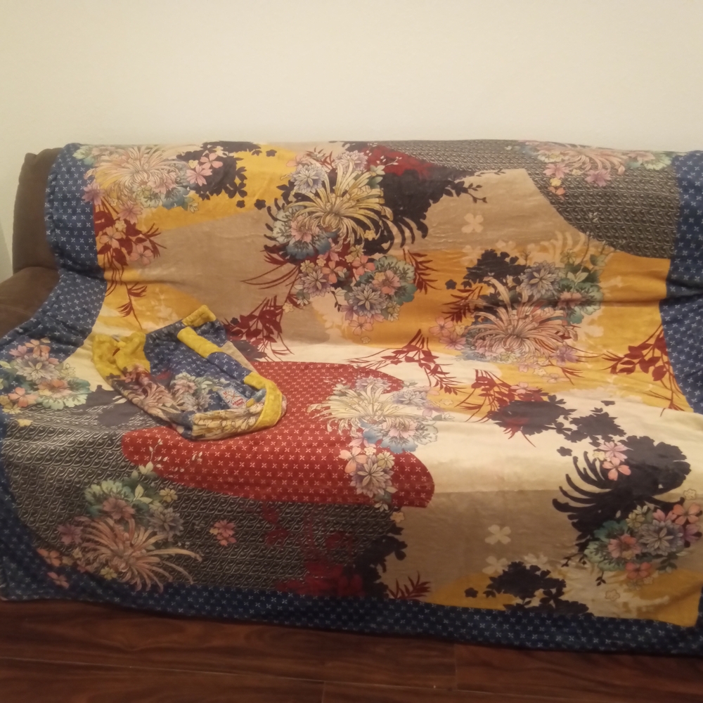 Johnny Was Blue and White Patterned Blanket